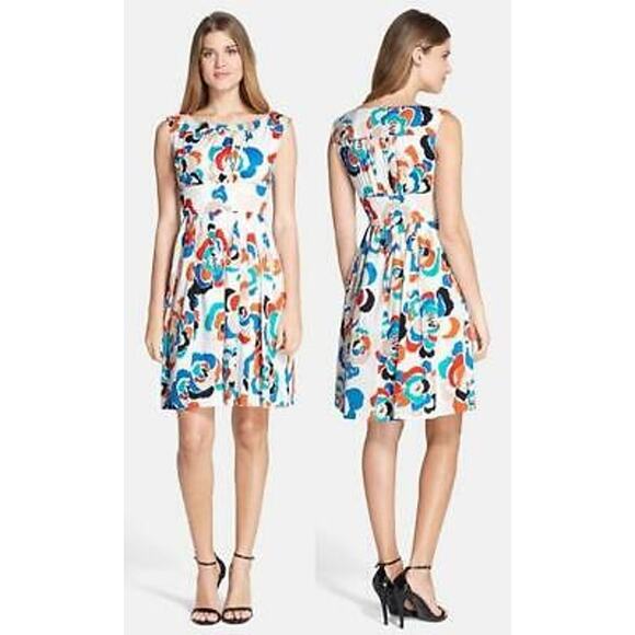 Plenty by Tracy Reese Tabitha Floral Dress Fit Flare Cotton Bold Women 14 - Picture 1 of 13